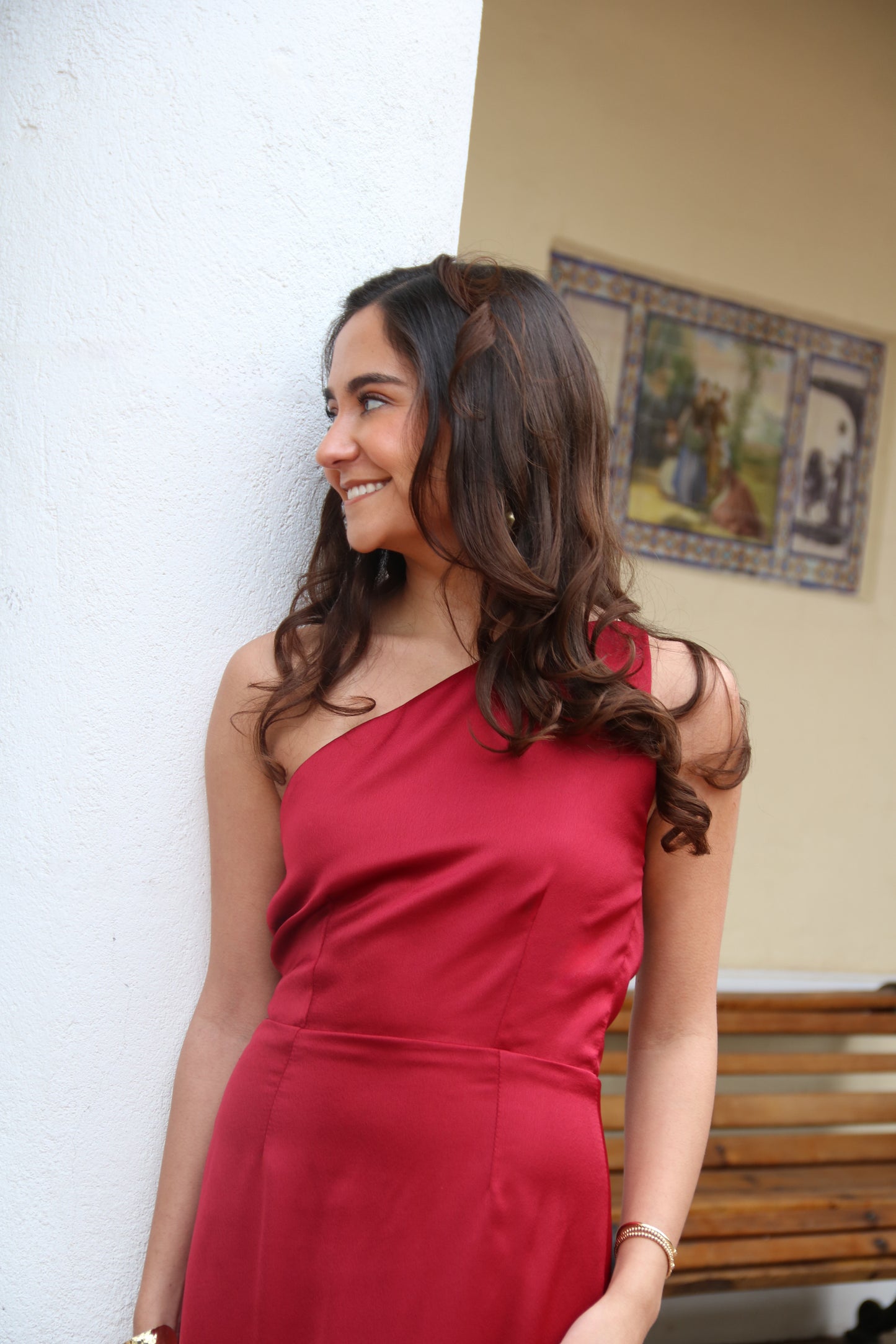 Vestido asimetrico rojo roma