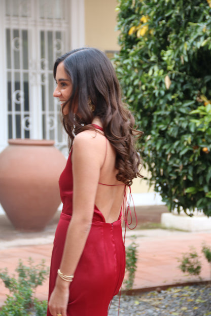 Vestido asimetrico rojo roma