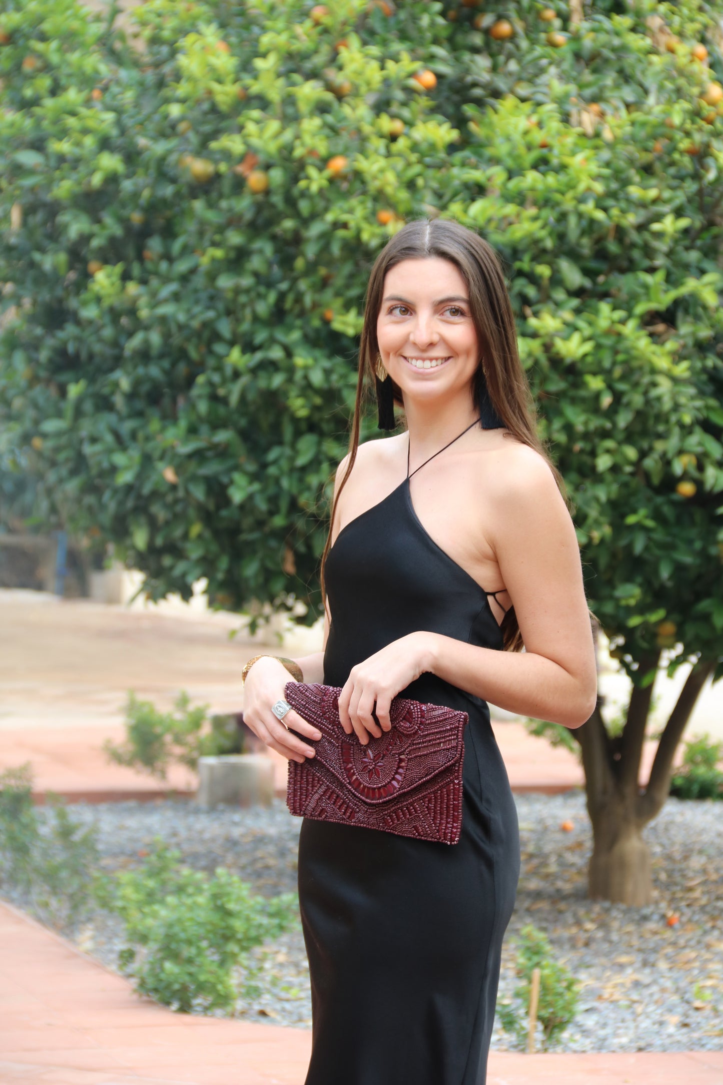 Vestido largo halter negro lia