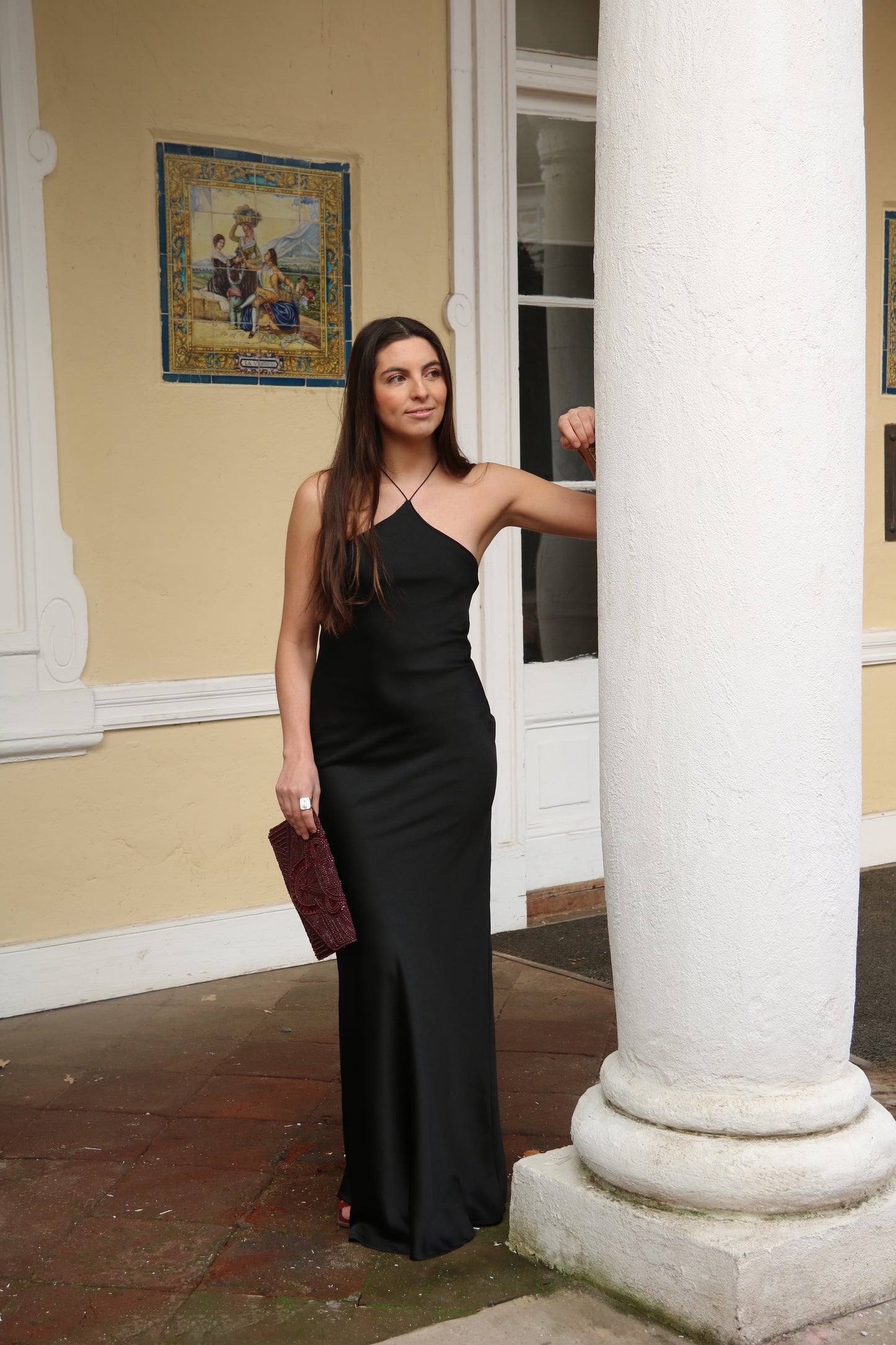 Vestido largo halter negro lia