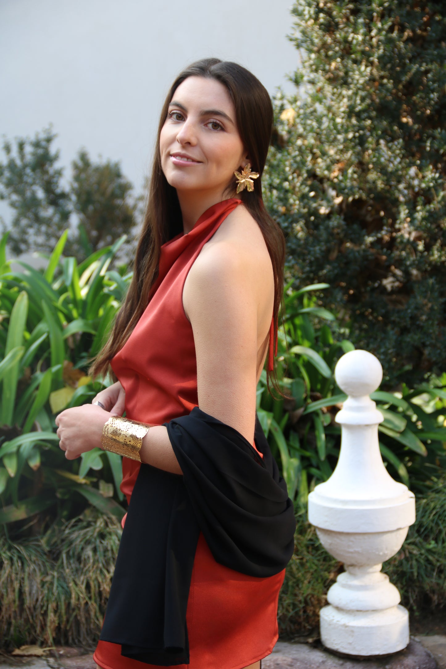 Vestido halter corto terracota vega