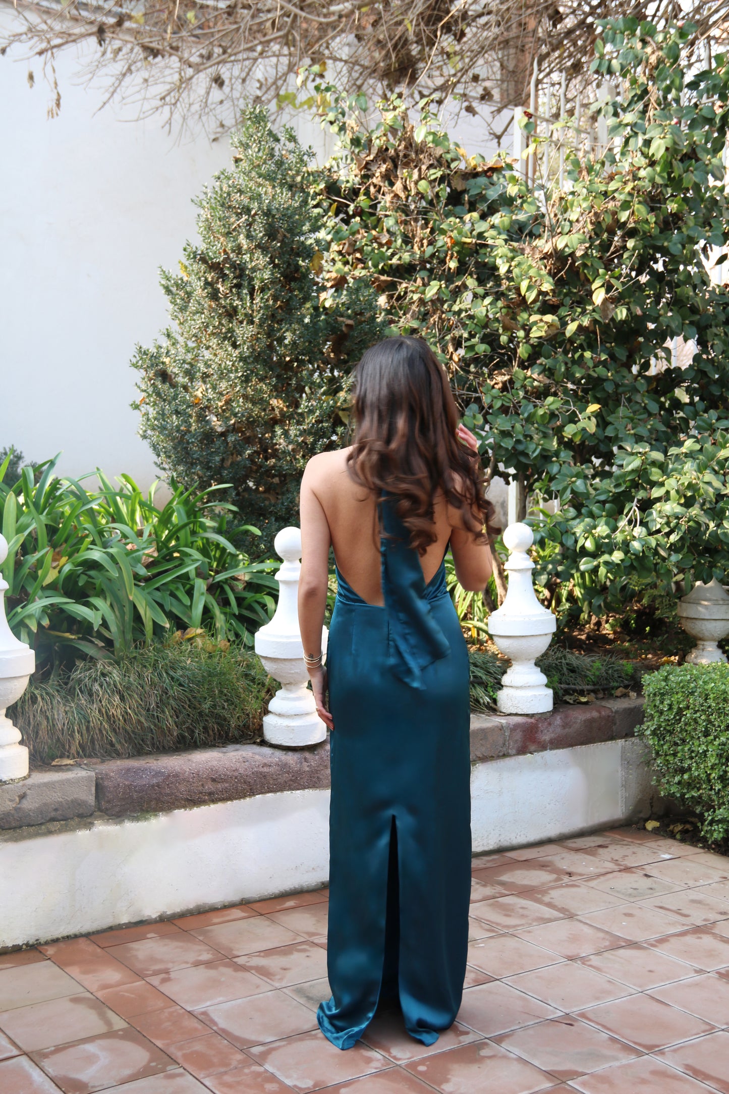 Vestido largo petroleo petra