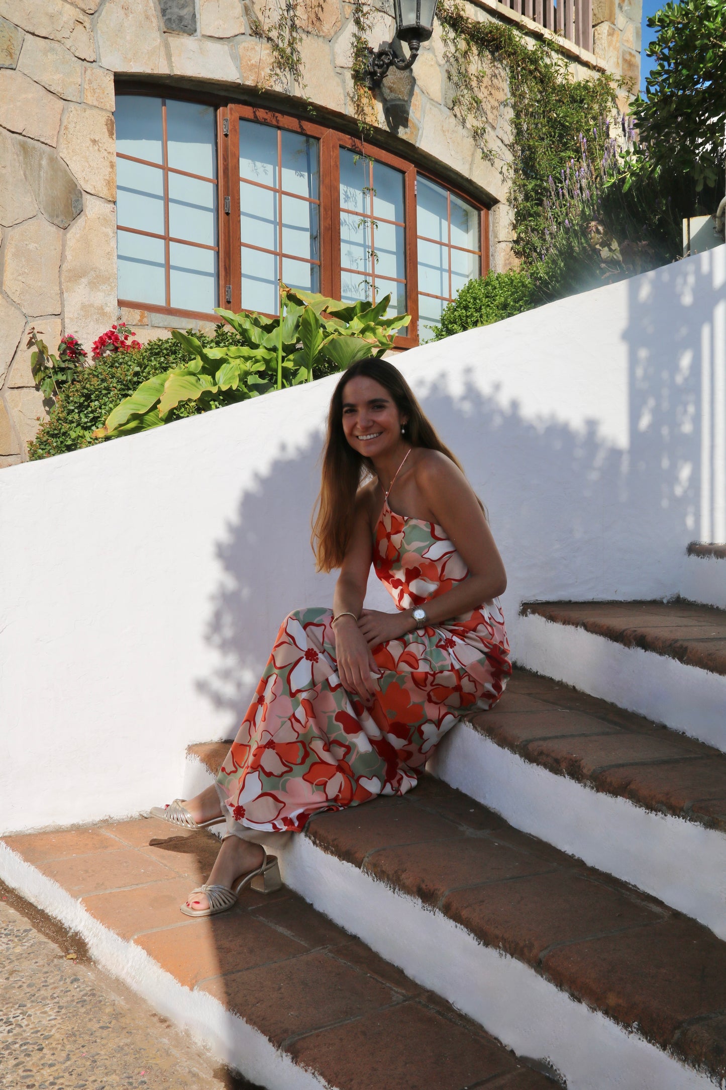 Vestido largo halter rojo lia