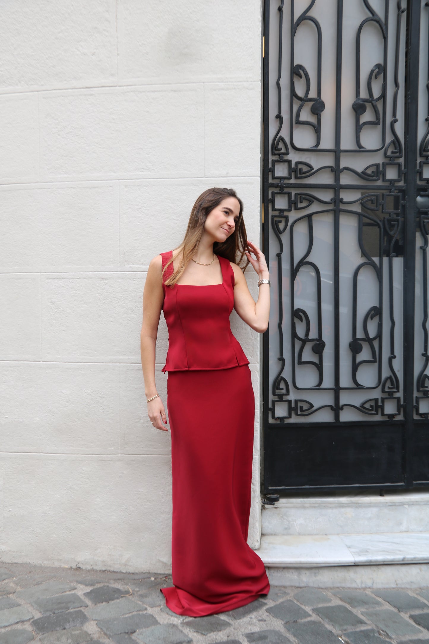 Falda recta roja renata