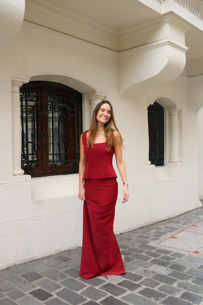 Falda recta roja renata