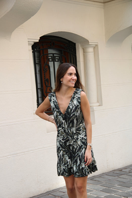 Vestido plisado verde