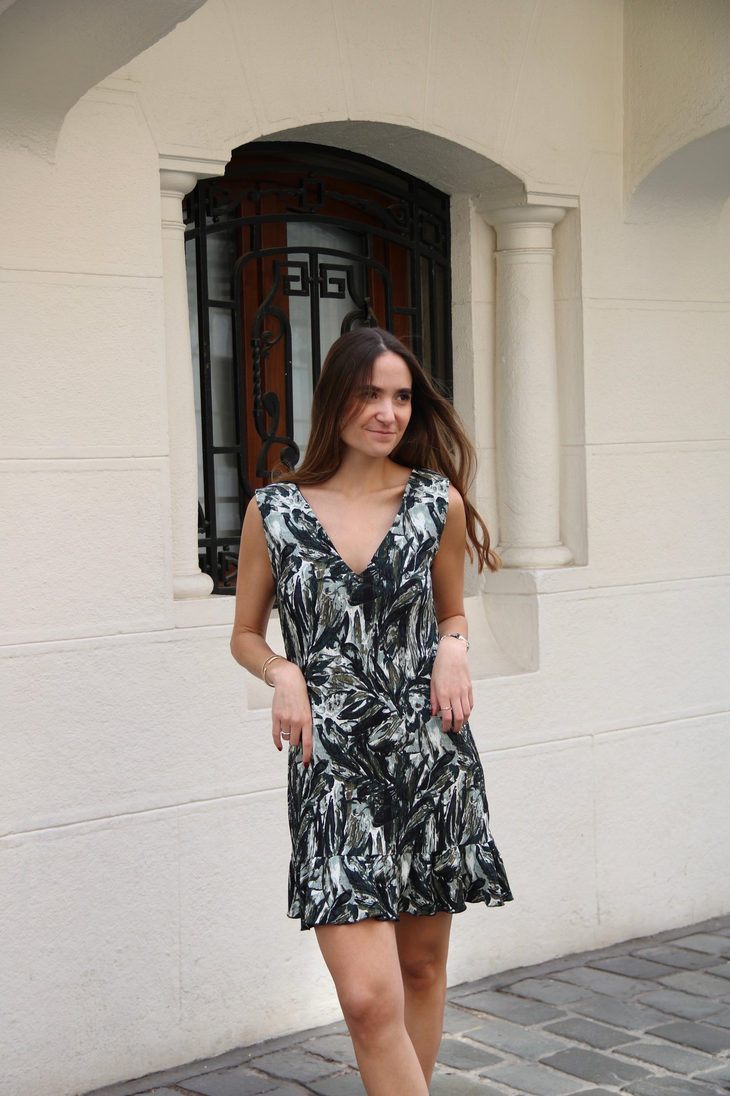 Vestido plisado verde